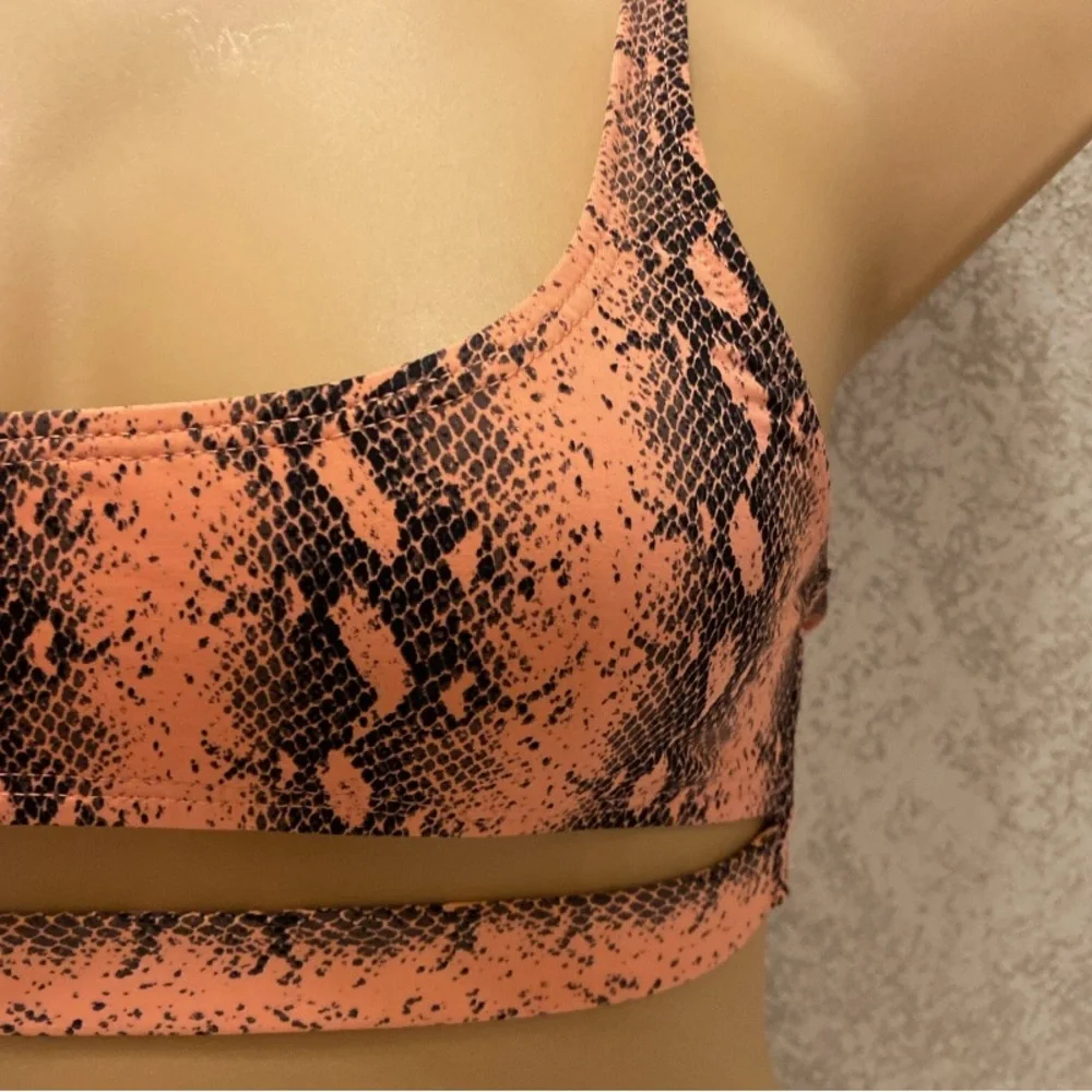 Snake Print Bikini Top and Black Bottom Set